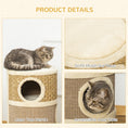 Load image into Gallery viewer, PawHut 28 Inch Cat Condo, 3 Story Cat Hideaway with Sisal Scratching Pad, Barrel Shaped Small Cat Tree for Indoor Cats, Khaki and Brown