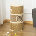 Load image into Gallery viewer, Cat Condo 3 Story Three Holes with Sisal Seaweed Scratching Cover Surface, Cat Tower for Indoor Cats, 15" x 28", Khaki and Brown