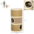 Load image into Gallery viewer, PawHut 28 Inch Cat Condo, 3 Story Cat Hideaway with Sisal Scratching Pad, Barrel Shaped Small Cat Tree for Indoor Cats, Khaki and Brown