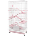 Load image into Gallery viewer, 63"H 6-Level Small Animal Cage Rabbit Hutch with Universal Lockable Wheels, Slide-out Tray for Bunny, Chinchillas, Ferret, Pink