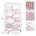 Load image into Gallery viewer, 63"H 6-Level Small Animal Cage Rabbit Hutch with Universal Lockable Wheels, Slide-out Tray for Bunny, Chinchillas, Ferret, Pink