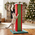 Load image into Gallery viewer, Cat Scratching Post for Indoor Cats, 81cm Tall Cat Scratcher with Sisal Rope, Hanging Bell Toy and Stable Base, Green and Red