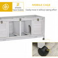 Gallery viewerに画像を読み込む, PawHut Wooden Rabbit Hutch, Bunny Cage with Wheels, Dividers, Openable Roof, Removable Trays, Small Animal Cages for 1-2 Rabbits, Indoor Outdoor Use, Light Gray