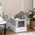 Load image into Gallery viewer, PawHut Fully Enclosed Cat Litter Box with Scoop, Hooded Cat Litter House with Drawer Type Tray, Foldable Smell Proof Cat Potty with Front Entry, Top Exit, Portable Pet Toilet with Large Space, Gray