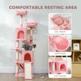 Load image into Gallery viewer, Cat Tree, 70" Multi-Level Cat Tower for Indoor with 2 Condos, 2 Plush Top Perches, Hammock, Platforms, Toy Balls, Sisal Scratching Posts and Board, Pink
