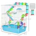 Load image into Gallery viewer, 5 Tier Hamster Cage, Gerbil Cage with Tube, Water Bottle, Exercise Wheel, Food Dish, 59L x 36W x 69H cm - Light Blue