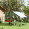 Load image into Gallery viewer, Walk-in Chicken Run, Galvanised Chicken Coop with Water-Resistant and UV-Resistant Cover, Feeding Door, Hanging Feeder, Perch, Hen Poultry House, for 6-8 Chickens, Ducks, Rabbits, Geese