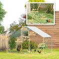 Load image into Gallery viewer, Chicken Run, Large Metal Chicken Coop with Feeding Door, Waterproof & UV-Resistant Cover, Hanging Feeder, Perch, Poultry Cage for Outdoor, Backyard, Farm, for 6-8 Chickens