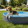 Load image into Gallery viewer, Foldable Dog Pool for Puppies and Ducks, Thickened PVC Dog Paddling Pool Bath Tub Hard Board, Anti-Slip Bottom and Hose Adapter for Easy Drainage, 120 x 30cm, Dark Grey and Blue