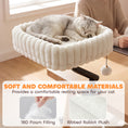 Load image into Gallery viewer, Cat Desk Bed, 360° Rotatable Raised Cat House for Desk and Window, Soft Kitten Hammock with Hanging Ball, Adjustable Clamp for Indoor Kittens, White