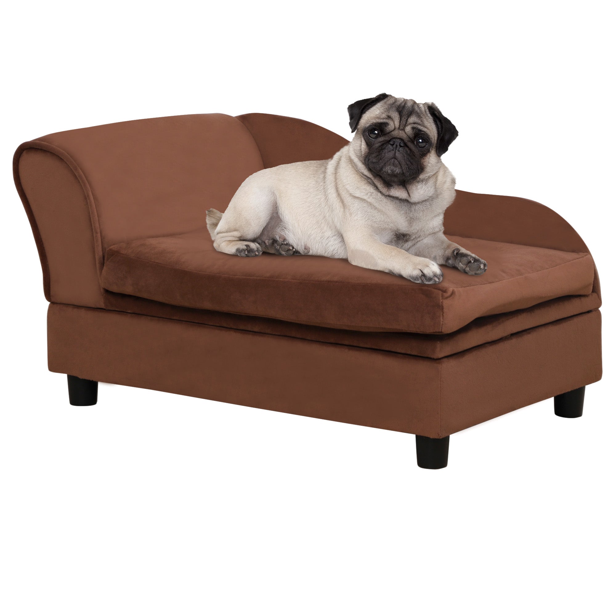 PawHut Luxury Fancy Dog Bed for Small Dogs with Hidden Storage, Small Dog Couch with Soft 2" Foam, Dog Sofa Bed, Cushy Dog Bed, Modern Pet Furniture for Puppies and Little Breeds, Brown