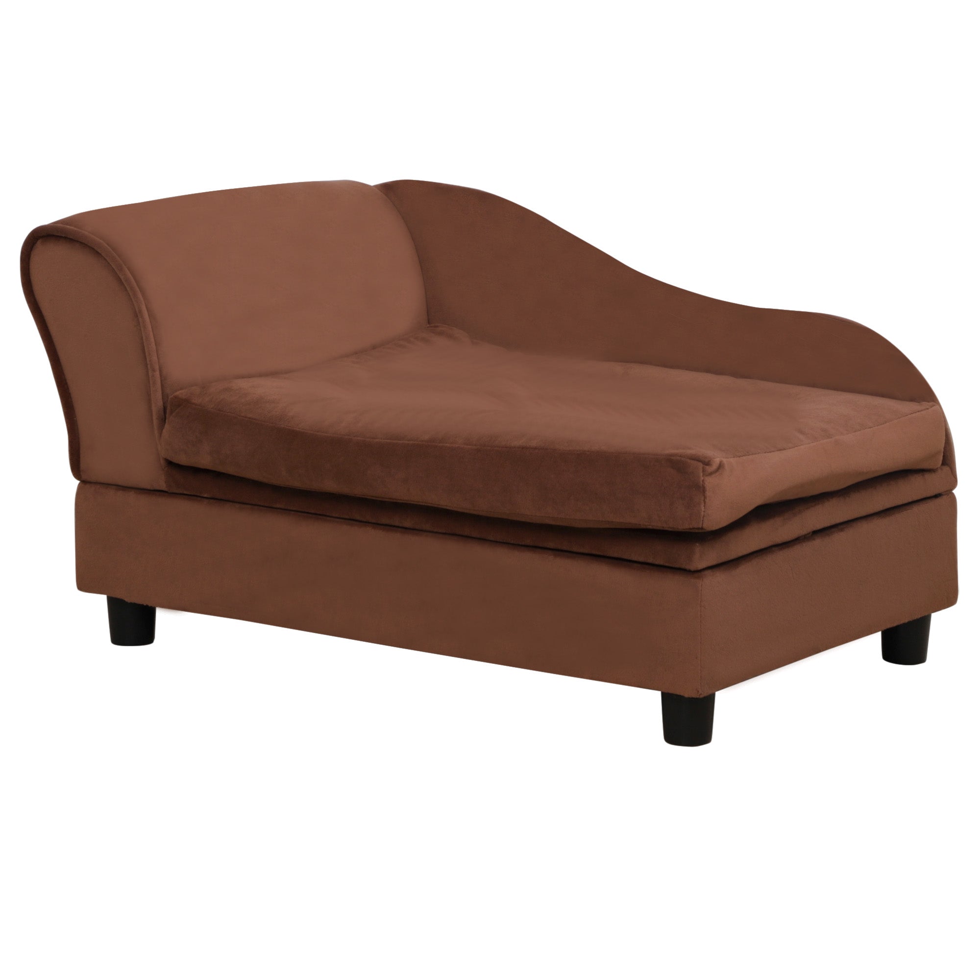 PawHut Luxury Fancy Dog Bed for Small Dogs with Hidden Storage, Small Dog Couch with Soft 2" Foam, Dog Sofa Bed, Cushy Dog Bed, Modern Pet Furniture for Puppies and Little Breeds, Brown