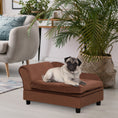Load image into Gallery viewer, PawHut Luxury Fancy Dog Bed for Small Dogs with Hidden Storage, Small Dog Couch with Soft 2" Foam, Dog Sofa Bed, Cushy Dog Bed, Modern Pet Furniture for Puppies and Little Breeds, Brown