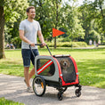 Load image into Gallery viewer, Dog Bike Trailer, 2 in 1 Foldable Pet Stroller Security Harness, Reflectors, Quick Release Wheels, Flag, for Medium Dogs, Red