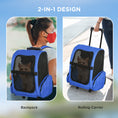 Load image into Gallery viewer, Pet Travel Backpack Bag Cat Puppy Dog Carrier w/ Trolley and Telescopic Handle Portable Stroller Wheel Luggage Bag (Blue)