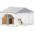 Load image into Gallery viewer, Outdoor Dog Kennel Dog Run with Waterproof, UV Resistant Cover, Dual Lock and Flexible Door for Small and Medium Sized Dogs, Chickens, Ducks, 7.5' x 7.5' x 5.6', Silver