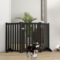 Load image into Gallery viewer, 31.5"H Foldable Dog Gate with Door, 3 Panels Freestanding Pet Gate Barriers Indoor with Support Feet, Puppy Fence for Small Medium Dogs, Black