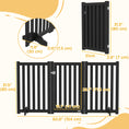 Load image into Gallery viewer, 31.5"H Foldable Dog Gate with Door, 3 Panels Freestanding Pet Gate Barriers Indoor with Support Feet, Puppy Fence for Small Medium Dogs, Black
