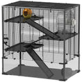Load image into Gallery viewer, PawHut Large Hamster Cage with Deep Tempered Glass Bottom, 4 Tiers Hamster Tank with Running Wheel, Hut, Water Bottle, Dish, Rat Cage for Syrian, Dwarf, Gerbils, Mouse, 31" x 19" x 31.5", Black