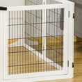 Load image into Gallery viewer, Freestanding Pet Gate, 6 Panel Foldable Playpen, Wooden Dog Gate with 2 Support Feet, for Stairs, Doorway - White