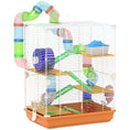 Load image into Gallery viewer, 5 Tier Hamster Cage, Gerbil Cage with Tube Exercise Wheels, Tunnel, Water Bottle, Dishes, 58H x 46L x 30Wcm, Orange
