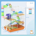 Load image into Gallery viewer, PawHut 18" 5 Tier Hamster Cage with Tubes and Tunnels, Small Animal Cage with Portable Carry Handle, Gerbil Cage with Water Bottle, Food Dish, Exercise Wheel, Orange