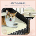 Load image into Gallery viewer, PawHut Wicker Dog House Outdoor with Canopy, Rattan Dog Bed with Water-resistant Cushion, Raised Dog Bed for Small, Medium Dogs up to 66 lbs, 19.75" in Length, Black Wicker, White Cushion