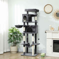 Load image into Gallery viewer, Cat Tree, 69" Cat Tower for Indoor Kittens, Multi-Level Tower with 2 Condos, Scratching Posts, 2 Hammocks, Perches, Pompoms for Multiple Kitties, Dark Grey