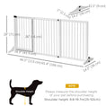 Load image into Gallery viewer, Wooden Dog Gate, Freestanding Pet Fence for Stair, Doorway, 3 Panels w/ Door, Support Feet for Small Medium Dogs, White, 44.5"- 65"L x 28"H