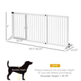Load image into Gallery viewer, PawHut Adjustable Wooden Pet Gate, Freestanding Dog Fence for Doorway, Hall, 3 Panels w/ Safety Barrier, Lockable Door, White, 44.5"-65.25" L x 14.25" H