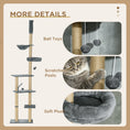 Load image into Gallery viewer, Floor to Ceiling Cat Tree for Indoor Cats, 6-Tier Play Tower Climbing Activity Center with Scratching Post, Platforms, Bed, Hammock, Adjustable Height 230-250cm, Grey