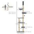 Load image into Gallery viewer, Floor to Ceiling Cat Tree, 90.5" - 98.5" Adjustable Height Cat Tower with Scratching Post, Dangling Balls, Platforms, Bed, Hammock, Grey
