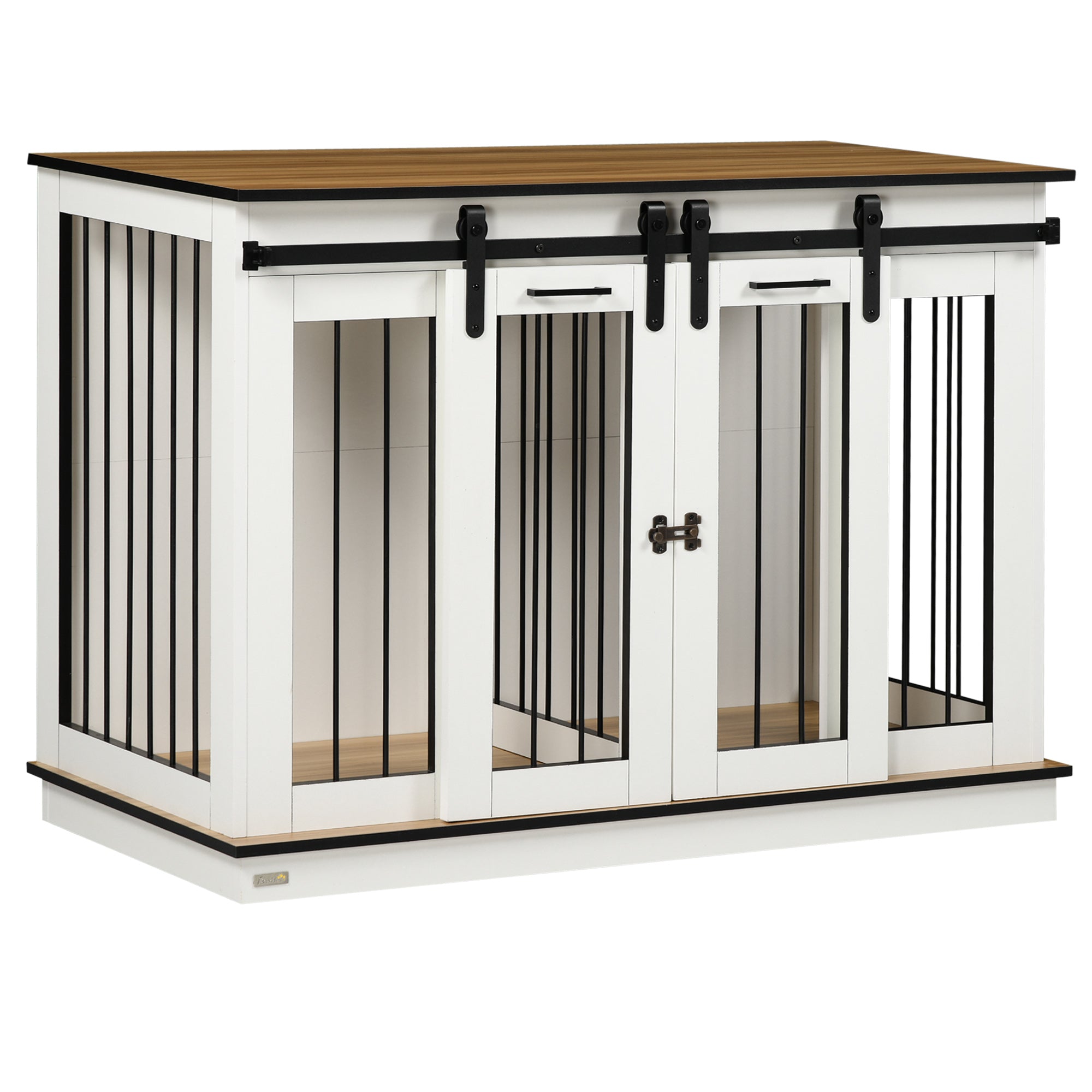 Pawhut Dog Crate Furniture for Large Dog, Double Dog Cage for
