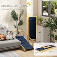 Load image into Gallery viewer, PawHut Dog Ramp, Adjustable 4 Height Pet Ramp, Foldable Wooden Dog Stairs with Non-slip Mat for Small to Large Dogs to Get on High Bed or Sofa Couch, Natural Wood Finish
