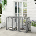 Load image into Gallery viewer, Wooden Cat House, 71" Catio Outdoor Cat Enclosure with Three Platforms, Large Door and Weather-Resistant Roof, for Multiple Cats, Grey
