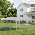 Load image into Gallery viewer, Extra Large Outdoor Dog Kennel, Heavy Duty Dog Run Outdoor Fence with Waterproof Cover, Galvanized Chain Link, Double Secure Locks, for Small Medium Breeds, Chickens, Ducks, 13' x 13' x 6.5'