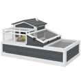 Load image into Gallery viewer, Tortoise House 3-Room Wooden Tortoise Enclosure Large Reptile Cage with 2 Stories, Ladder, Balcony, Tray, Openable Roof, 59H x 112L x 65Wcm, Grey
