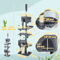 Load image into Gallery viewer, Floor to Ceiling Cat Tree, 230-250cm Adjustable Tall Cat Climbing Tower with 2 Condos, Hammock and Sisal Scratching Posts, for Indoor, Multi-Level Activity Centre, Dark Grey