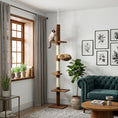 Load image into Gallery viewer, 91"-102" Cat Tree, 5-Tier Floor-to-Ceiling Cat Tower Kitty Activity Center w/ Scratching Post, Cozy Hammock Play Rest Post Pet Furniture for Jumping Climbing, Leopard Print