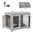 Load image into Gallery viewer, Dog Crate Furniture, Side End Table, Indoor Dog Kennel with Soft Washable Cushion, Wire Mesh, Large Top, for Large Dogs, 106 x 74 x 81.5, Grey