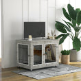 Load image into Gallery viewer, Dog Crate Furniture, Side End Table, Indoor Dog Kennel with Soft Washable Cushion, Wire Mesh, Large Top, for Large Dogs, 106 x 74 x 81.5, Grey