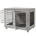 Load image into Gallery viewer, Dog Crate Furniture, Side End Table, Indoor Dog Kennel with Soft Washable Cushion, Wire Mesh, Large Top, for Large Dogs, 106 x 74 x 81.5, Grey