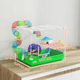 Charger l'image dans la visionneuse de la galerie, 18"L Hamster Cage, Small Animal House, 2-Level Rat Gerbil Haven with Tunnel Tube System, Exercise Wheel, Water Bottle, Food Dish, Ramp, Green