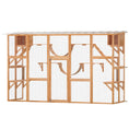 Load image into Gallery viewer, Catio Outdoor Cat Enclosure Window, Outdoor Cat House with Weather Protection Roof for 1-4 Kitties, Wooden Frame, Shelves & Bridges, 118" x 37.5" x 74", Orange
