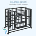 Load image into Gallery viewer, 37" Heavy Duty Dog Crate, Foldable Dog Cage on Wheels with Double Locks, Removable Tray, Openable Top, Double Doors, Indoor Outdoor Use, for Small and Medium Dogs - Black