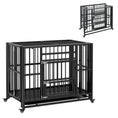 Load image into Gallery viewer, 37" Heavy Duty Dog Crate, Foldable Dog Cage on Wheels with Double Locks, Removable Tray, Openable Top, Double Doors, Indoor Outdoor Use, for Small and Medium Dogs - Black