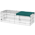 Load image into Gallery viewer, PawHut 87" L Metal Chicken Playpen, Small Animal Cage, Pet Playpen Yard Fence for Rabbits, Chinchillas with Roof for Indoor & Outdoor, 28"H, Green