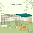 Load image into Gallery viewer, PawHut 87" L Metal Chicken Playpen, Small Animal Cage, Pet Playpen Yard Fence for Rabbits, Chinchillas with Roof for Indoor & Outdoor, 28"H, Green