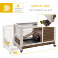 Load image into Gallery viewer, PawHut Wooden Rabbit Hutch Indoor Outdoor, Elevated Bunny Cage with No Leak Tray Enclosed Run with Wheels, Ideal for Guinea Pigs and Small Animals, Brown