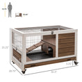 Load image into Gallery viewer, PawHut Wooden Rabbit Hutch Indoor Outdoor, Elevated Bunny Cage with No Leak Tray Enclosed Run with Wheels, Ideal for Guinea Pigs and Small Animals, Brown
